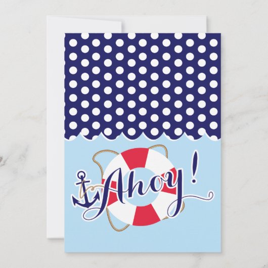 Rode en blauwe nautische verjaardagsuitnodiging kaart (Achterkant)