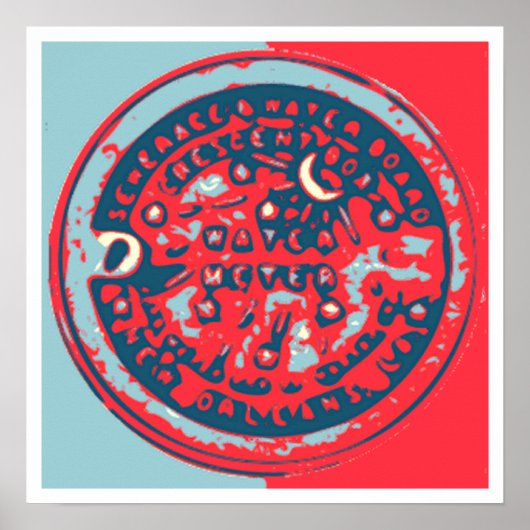 Rode en blauwe NOLa-watermeter Poster (Voorkant)
