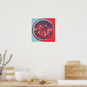 Rode en blauwe NOLa-watermeter Poster (Keuken)