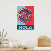 Rode en blauwe NOLa-watermeter Poster (Keuken)
