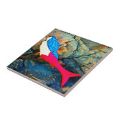 rode en blauwe onderzeese zeemeermin tegeltje (Zijkant)