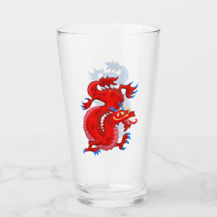 Rode en blauwe Oosterse draken Glas