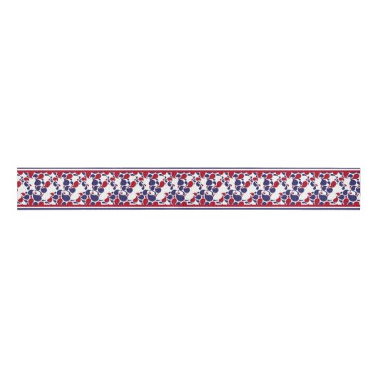 Rode en blauwe paisley grosgrain lint (Voorkant)