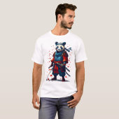 Rode en blauwe panda samoerai t-shirt (Voorkant volledig)