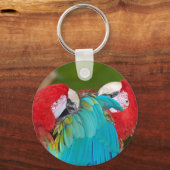 Rode en blauwe papegaaien sleutelhanger (Voorkant)
