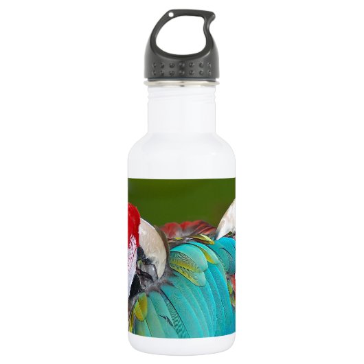 Rode en blauwe papegaaien waterfles  (Voorkant)