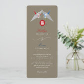 Rode en blauwe papieren kranen origami Chinese bru Kaart (Staand voorkant)