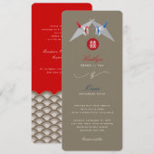 Rode en blauwe papieren kranen origami Chinese bru Kaart (Voorkant / Achterkant)