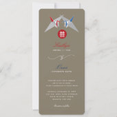 Rode en blauwe papieren kranen origami Chinese bru Kaart (Voorkant)