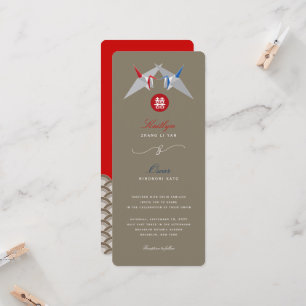 Rode en blauwe papieren kranen origami Chinese bru Kaart