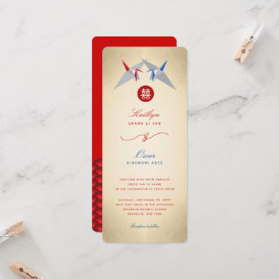 Rode en blauwe papieren kranen origami Chinese bru Kaart