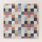 Rode en blauwe patchwork Jigzaag Puzzle Legpuzzel (Horizontaal)