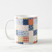 Rode en blauwe patchwork koffiemok (Links)