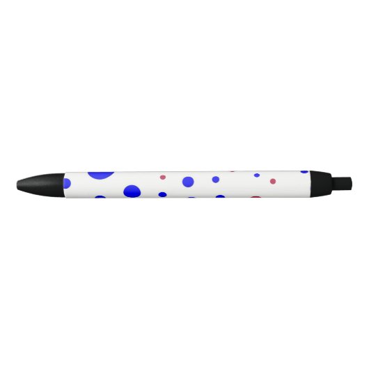 Rode en blauwe polka dot zwarte inkt pen (Voorkant)