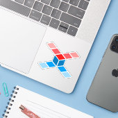 Rode en Blauwe Polygoon Letter X Monogram Sticker (Laptop met iPhone)