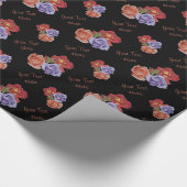 rode en blauwe rozen en rozen knoppen  floraal cadeaupapier (Hoek)