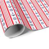 Rode en Blauwe Scheepsankers Cadeaupapier (Rol Hoek)