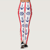 Rode en blauwe scheepsankers en scheepswiel leggings (Achterkant)