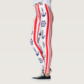 Rode en blauwe scheepsankers en scheepswiel leggings (Links)