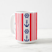 Rode en blauwe scheepsankers zeilen booten koffiemok (Voorkant links)