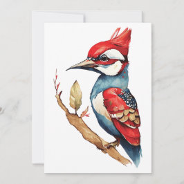 Rode en blauwe specht feestdagenkaart
