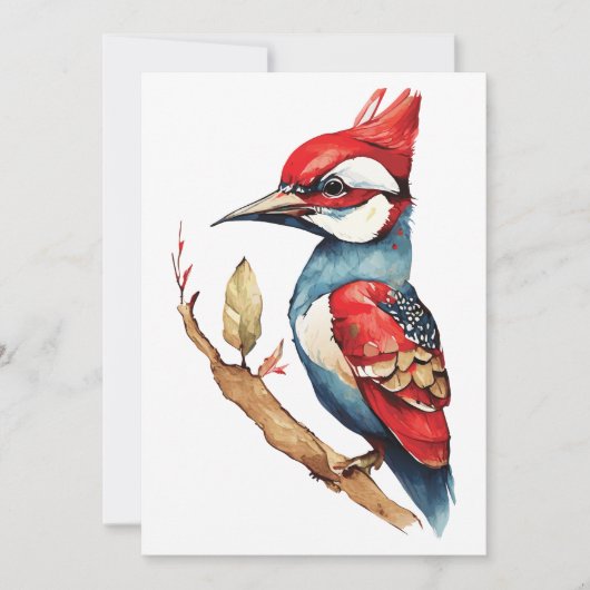 Rode en blauwe specht feestdagenkaart (Voorkant)
