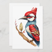 Rode en blauwe specht feestdagenkaart (Voorkant / Achterkant)