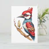 Rode en blauwe specht feestdagenkaart (Staand voorkant)