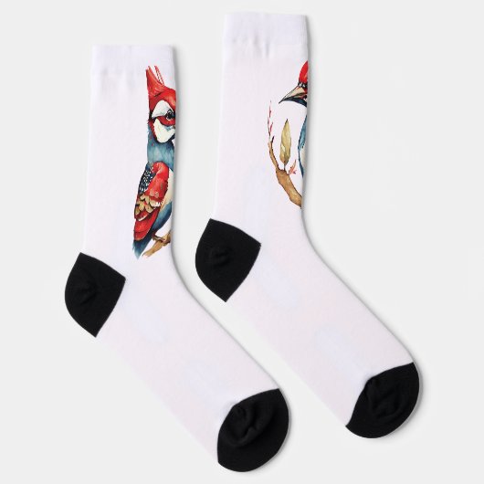 Rode en blauwe specht sokken (Rechts)