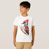 Rode en blauwe specht t-shirt (Voorkant volledig)