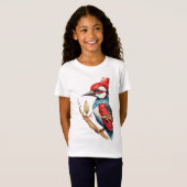 Rode en blauwe specht t-shirt (Voorkant volledig)