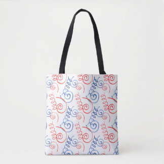 Rode en Blauwe Spiraal Canvas tas met Zwarte Handg