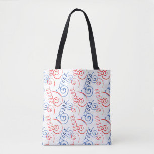 Rode en blauwe spiraaltas met zwarte handvatten tote bag
