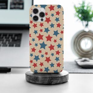 Rode en Blauwe Sterren, 4 juli, Beige Achtergrond iPhone 15 Pro Max Case