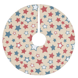 Rode en blauwe sterren, 4 juli, beige achtergrond kerstboom rok