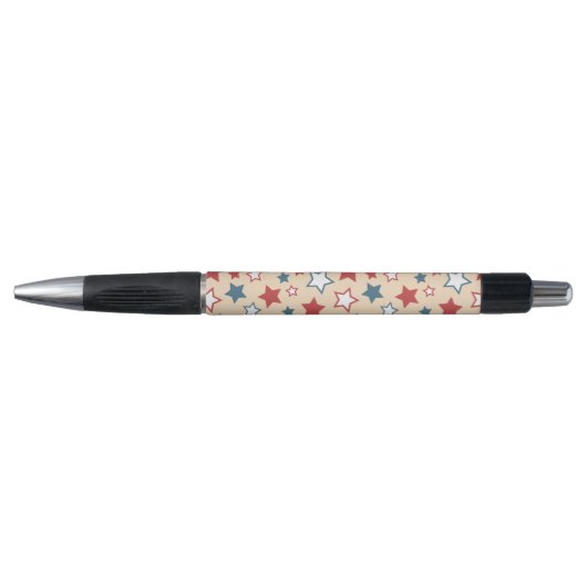 Rode en blauwe sterren, 4 juli, beige achtergrond pen (Voorkant)