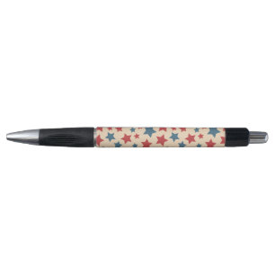 Rode en Blauwe Sterren, 4 juli, Beige Achtergrond Pen