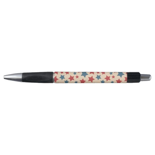 Rode en Blauwe Sterren, 4 juli, Beige Achtergrond Pen (Voorkant)