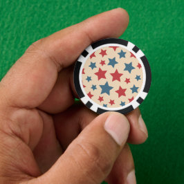 Rode en blauwe sterren, 4 juli, beige achtergrond poker chips