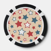 Rode en Blauwe Sterren, 4 juli, Beige Achtergrond Poker Chips (Achterkant)