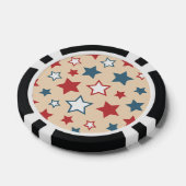 Rode en Blauwe Sterren, 4 juli, Beige Achtergrond Poker Chips (Enkel)