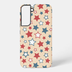 Rode en Blauwe Sterren, 4 juli, Beige Achtergrond Samsung Galaxy Hoesje