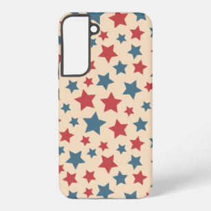 Rode en blauwe sterren, 4 juli, beige achtergrond samsung galaxy hoesje