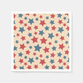 Rode en blauwe sterren, 4 juli, beige achtergrond servet (Voorkant)
