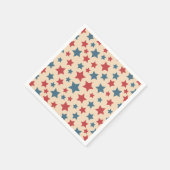 Rode en blauwe sterren, 4 juli, beige achtergrond servet (Hoek)