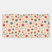 Rode en Blauwe Sterren, 4 juli, Beige Achtergrond Spandoek (Horizontaal)