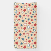 Rode en Blauwe Sterren, 4 juli, Beige Achtergrond Spandoek (Verticaal)