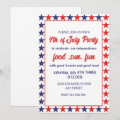 Rode en blauwe sterren 4 juli kaart (Voorkant / Achterkant)