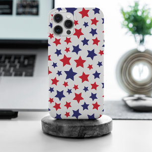 Rode en blauwe sterren, 4 juli, witte achtergrond iPhone 15 pro max hoesje