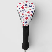 Rode en blauwe sterren, 4 juli, witte achtergrond golfheadcover (Voorkant)